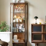 북미산 검은 호두 원목 와인 캐비닛 유리 진열장 모던 심플 수납장 거실 벽걸이 책장 - 이미지 4