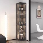 블랙 코너 캐비닛 코너 캐비닛 코너 랙 거실 와인 캐비닛 홈 디스플레이 캐비닛 벽 캐비닛 바닥 보관 캐비닛 - 이미지 3