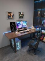 솔리드 우드 코너 컴퓨터 책상 데스크탑 홈 침실 L자형 더블 책상 코너 미국 게임 책상 - 이미지 2