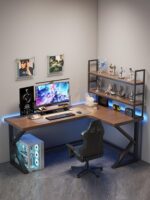 솔리드 우드 코너 컴퓨터 책상 데스크탑 홈 침실 L자형 더블 책상 코너 미국 게임 책상 - 이미지 3