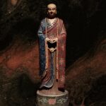 지장보살(48*15*12cm) 미네랄 안료 손으로 그린 ​​불상 다실 공간 데스크탑 지장보살 장신구