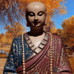 지장보살(48*15*12cm) 미네랄 안료 손으로 그린 ​​불상 다실 공간 데스크탑 지장보살 장신구 - 이미지 2