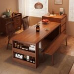 견고한 목재 섬 테이블 다기능 캐비닛 통합 가정용 소형 아파트 바 테이블 서랍 수납 식사 측면 - 이미지 2