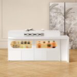 프랑스 크림 스타일 회전식 수납식 아일랜드 테이블 식탁 통합 주방 레스토랑 록 슬래브 바 캐비닛 파티션 캐비닛 9E - 이미지 2