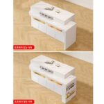 프랑스 크림 스타일 회전식 수납식 아일랜드 테이블 식탁 통합 주방 레스토랑 록 슬래브 바 캐비닛 파티션 캐비닛 9E - 이미지 4