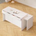 프랑스 크림 스타일 회전식 수납식 아일랜드 테이블 식탁 통합 주방 레스토랑 록 슬래브 바 캐비닛 파티션 캐비닛 9E - 이미지 5