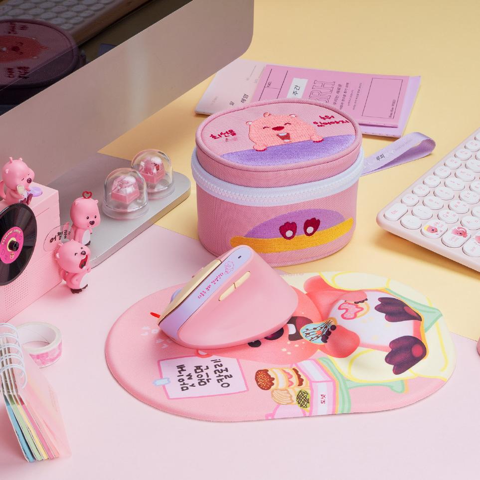 main_860891627320_0-1 한국어 루피 핑크 비버 인체공학적 수직 수직 그립 마우스 무선 충전 무소음 만화 귀여운 여성 - 이미지 1