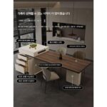 기능성 아일랜드 테이블 접이식 아일랜드 테이블 통합 다이닝 테이블 홈 3개 서랍 록 플레이트 수납 우드 그레인 미니멀리스트 오픈 - 이미지 4