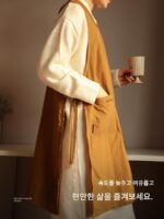 산무 청화 일본식 앞치마 주방 가정 방수 오일 바리스타 케이터링 고급 작업복 맞춤 남성