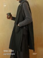 산무 청화 일본식 앞치마 주방 가정 방수 오일 바리스타 케이터링 고급 작업복 맞춤 남성 - 이미지 3