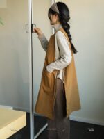 산무 청화 일본식 앞치마 주방 가정 방수 오일 바리스타 케이터링 고급 작업복 맞춤 남성 - 이미지 5