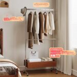 프랑스 스테인리스 스틸 코트 랙 바닥 보관 모바일 홈 침실 의류 디스플레이 랙 거실 옷걸이 - 이미지 3