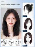 레베카 공식 플래그십 스토어 가발 풀 헤드 세트 여성 숏 헤어 풀 인헤어 나이 감소 자연 왼쪽 사이드 파팅 실제 헤어 잠금 - 이미지 5