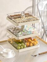 과일 접시 홈 거실 커피 테이블 고급형 라이트 럭셔리 2024년 신제품 다층 과일 접시 멀티 그리드 회전 스낵 디스플레이 접시