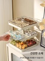 과일 접시 홈 거실 커피 테이블 고급형 라이트 럭셔리 2024년 신제품 다층 과일 접시 멀티 그리드 회전 스낵 디스플레이 접시 - 이미지 3