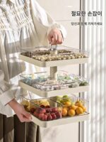 과일 접시 홈 거실 커피 테이블 고급형 라이트 럭셔리 2024년 신제품 다층 과일 접시 멀티 그리드 회전 스낵 디스플레이 접시 - 이미지 5