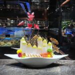 크리에이티브 세라믹 사시미 플레이트 호텔 고급 얼음 플레이트 롱 플레이트 다크 블루 사시미 같은 스타일 킹크랩 핫팟 자세 얼음 플레이트