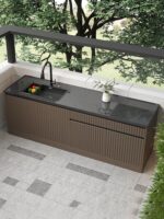 빌라 안뜰 바베큐 테이블 오리지널 스톤 세면대 수영장 물 바 정원 야외 수술대 야외 주방 조리대