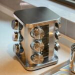 주방 테이블 상단 회전 조미료 항아리 가정용 고급 스테인리스 스틸 소금 항아리 5가지 향신료 파우더 보관 랙 조합 팩 - 이미지 3