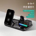 데스크탑 전기 접이식 6-in-1 무선 충전기 블루투스 스피커 시계 수직 스탠드 모바일 폰 무선 충전기 applewatch Apple watch iwatchse/s8/s9/s10에 적합