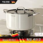 독일 세라믹 무코팅 316L 스테인리스 스틸 심화 수프 냄비 가스 유도 쿠커 찜 스튜 냄비 이중 귀 찜통