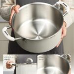 독일 세라믹 무코팅 316L 스테인리스 스틸 심화 수프 냄비 가스 유도 쿠커 찜 스튜 냄비 이중 귀 찜통 - 이미지 3