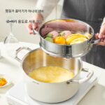 독일 세라믹 무코팅 316L 스테인리스 스틸 심화 수프 냄비 가스 유도 쿠커 찜 스튜 냄비 이중 귀 찜통 - 이미지 4