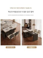 프랑스 레트로 스타일 견고한 나무 섬 식탁 통합 소형 가정용 회전식 접이식 다기능 록 플레이트 식탁 - 이미지 3