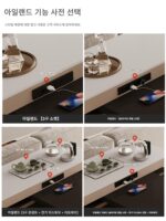 프랑스 레트로 스타일 견고한 나무 섬 식탁 통합 소형 가정용 회전식 접이식 다기능 록 플레이트 식탁 - 이미지 4