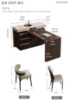 프랑스 레트로 스타일 견고한 나무 섬 식탁 통합 소형 가정용 회전식 접이식 다기능 록 플레이트 식탁 - 이미지 5