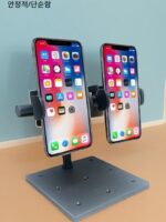 로우 프로파일 더블 모바일 폰 스탠드 데스크탑 메탈 신규 멀티 헤드 서포트 스탠드 필 라이트 멀티 카메라 라이브 모바일 폰 스탠드 - 이미지 2