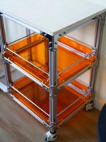 알루미늄 프로파일 오션보드 티 캐비닛 일본식 트롤리 이동식 티 테이블 아크릴 수납 캐비닛 소파 사이드 캐비닛 - 이미지 3