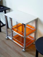 알루미늄 프로파일 오션보드 티 캐비닛 일본식 트롤리 이동식 티 테이블 아크릴 수납 캐비닛 소파 사이드 캐비닛 - 이미지 5