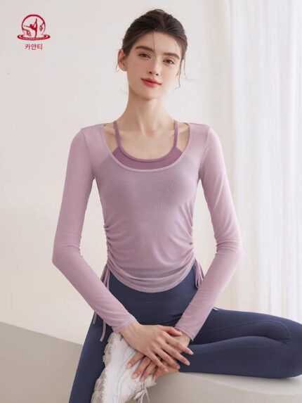 KAYANTY 요가복 여성용 상의 아름다운 고급 스포츠웨어 슈트 필라테스 트레이닝복 가을과 겨울 긴팔