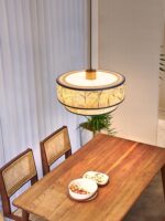 중세 스타일 쌀 종이 레스토랑 샹들리에 일본식 선 티룸 티 테이블 램프 고급 와비사비 레트로 홈스테이 램프 - 이미지 4