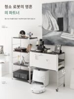 스위핑 로봇 랙 가정용 바닥 보관 소파 사이드 이동식 Coswo Cloud Whale Base Station 고양이용 변기 트레이
