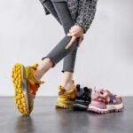 두꺼운 밑창 컬러 블록 와플 포레스트 슈즈 여성용 2025년 봄 신상 핑크색 소형 캐주얼 아빠 슈즈 여성용 스포츠 슈즈 - 이미지 3