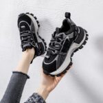 두꺼운 밑창 컬러 블록 와플 포레스트 슈즈 여성용 2025년 봄 신상 핑크색 소형 캐주얼 아빠 슈즈 여성용 스포츠 슈즈 - 이미지 4