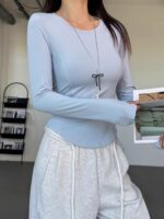 KAYANTY 슬림핏 피트니스 의류 여성용 러닝 트레이닝 스포츠 상의 캐주얼 아웃도어 요가 긴팔 티셔츠 - 이미지 3