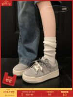 "웬 삼촌" 진저브레드 하우스 ~ 여성용 스포츠 캐주얼화 2025년 봄 신상 두꺼운 밑창 흰색화 여성용 올매치 스니커즈