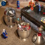 쌀 보관 DULTON 금속 알루미늄 쓰레기통 원형 심플 크리에이티브 2중 레이어 보관함 - 이미지 2