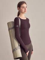 KAYANTY 요가 상의 스포츠 티셔츠 여성용 필라테스 트레이닝복 피트니스 긴팔 라운드넥 바텀 셔츠 가을과 겨울 - 이미지 4