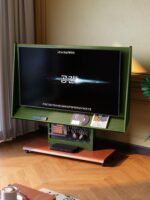 유니버설 이동식 TV 바닥 스탠드 견고한 나무 스탠드 프랑스 복고풍 거실 앤틱 스타일 TV 카트 - 이미지 2