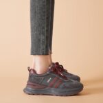 여성용 두꺼운 밑창 포레스트 검프 슈즈 2025년 봄과 가을 신상품 레트로 안콜라 레드와 그레이 캐주얼 패션 스포츠 아빠 슈즈 - 이미지 4