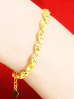 여성용 반짝이는 금색 네잎 클로버 팔찌, 행운의 구슬, 여자친구를 위한 세련되고 인기 있는 선물, 3D 하드 골드, 조절 가능 - 이미지 5