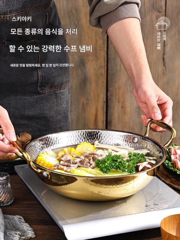 두꺼워진 304 스테인리스 스틸 망치무늬 절임 생선 특수 냄비 상업용 소스 해산물 삶은 생선 분지 3층 스틸 핫팟