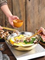 두꺼워진 304 스테인리스 스틸 망치무늬 절임 생선 특수 냄비 상업용 소스 해산물 삶은 생선 분지 3층 스틸 핫팟 - 이미지 2