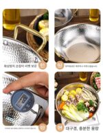 두꺼워진 304 스테인리스 스틸 망치무늬 절임 생선 특수 냄비 상업용 소스 해산물 삶은 생선 분지 3층 스틸 핫팟 - 이미지 4