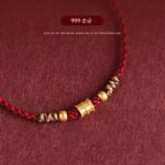 남녀 공용 푸퉈산 999 골드 올라운드 레드 스트링 팔찌, 뱀 탄생 연도, 안전 행운 구슬 땋은 팔찌 - 이미지 5