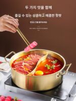 골든 만다린 오리 냄비 상업용 스테인리스 스틸 핫팟 냄비 유도 쿠커 스페셜 샤브샤브 더블 이어 스프 냄비 대용량 팬 - 이미지 3